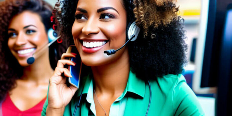 Frau im Callcenter mit Headset